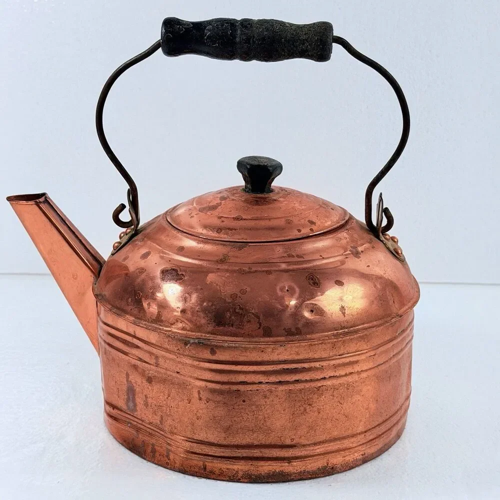 Vintage Paul Revere Copper Tea Kettle Pot Farmhouse Primitive Decor Collectible